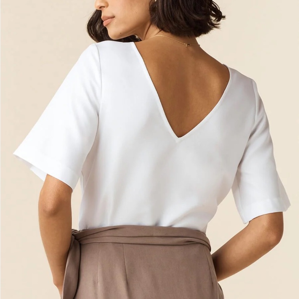 🤍EUC🤍VETTA cropped blouse white scoop or v-neck S